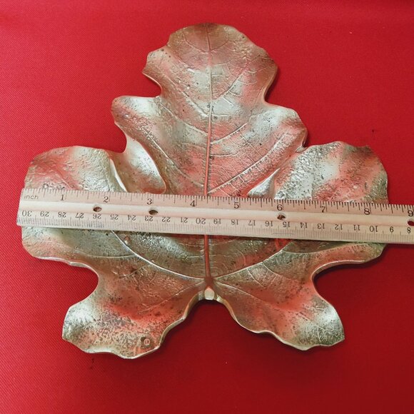 Cast Solid Brass Fig Leaf Dish Tray By Virginia Metalcrafters Circa 1948 - Picture 9 of 12